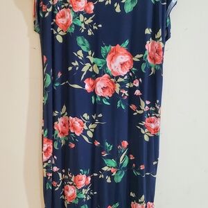 Floral Maxi Dress - Navy and Pink